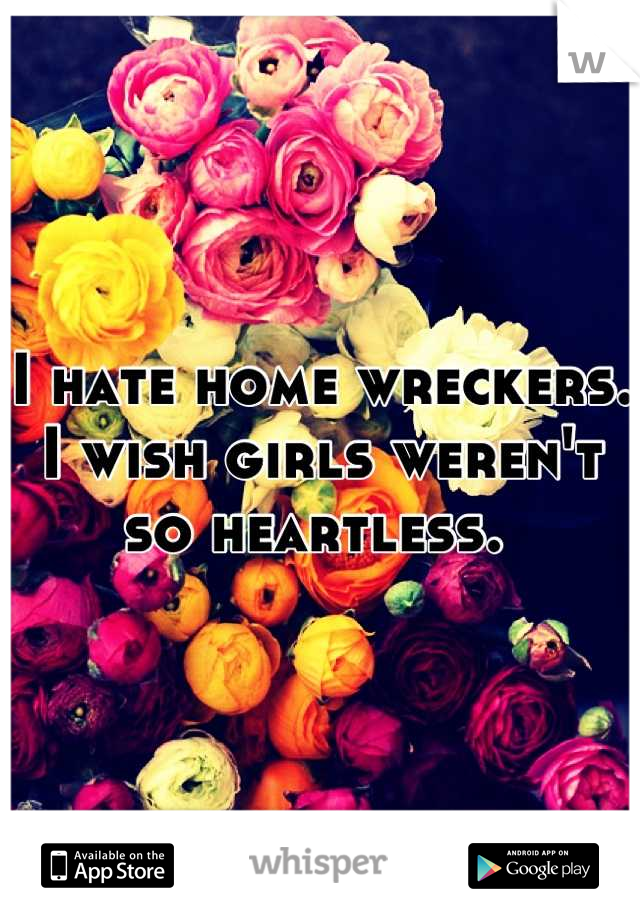 I hate home wreckers. I wish girls weren't so heartless. 