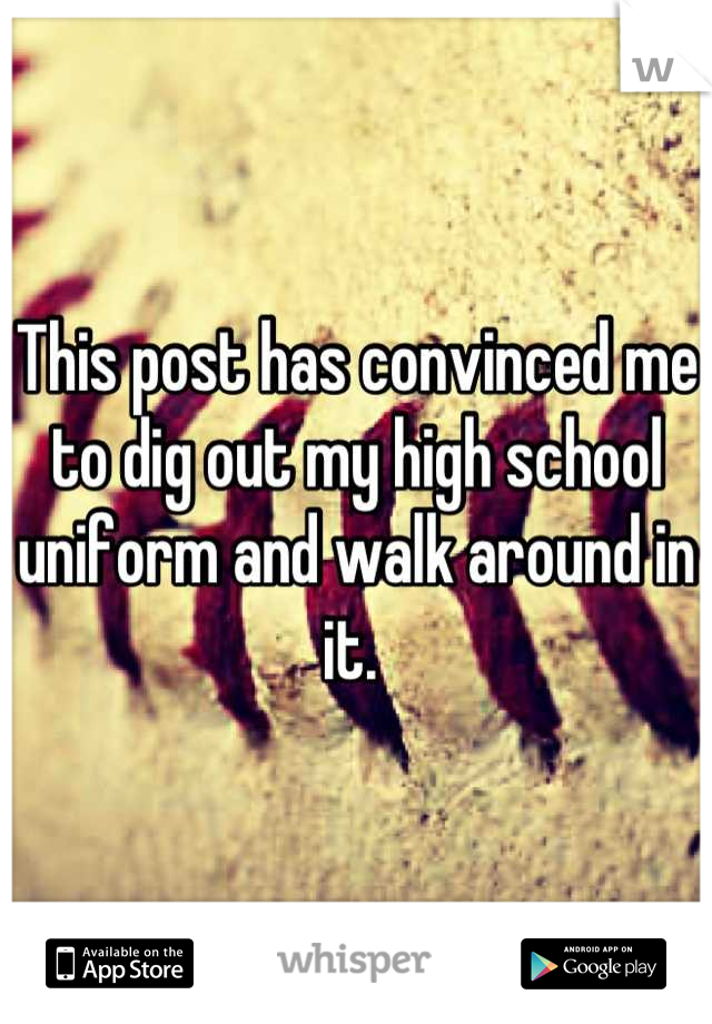 This post has convinced me to dig out my high school uniform and walk around in it. 