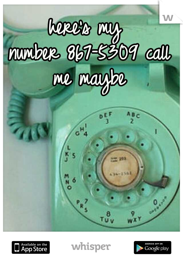 here's my number
867-5309
call me maybe