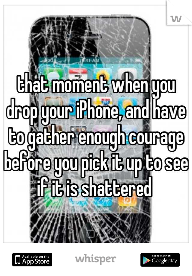 that moment when you drop your iPhone, and have to gather enough courage before you pick it up to see if it is shattered 