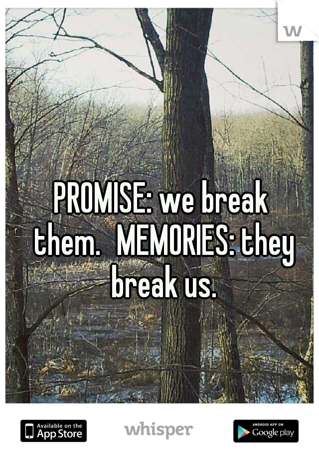 PROMISE: we break them.
MEMORIES: they break us.
