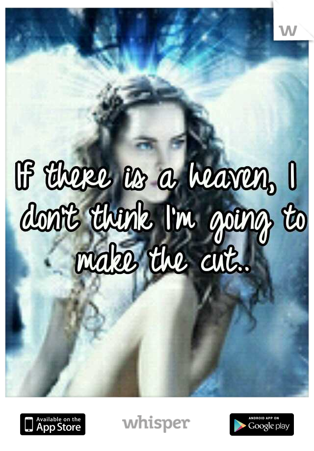 If there is a heaven, I don't think I'm going to make the cut..
