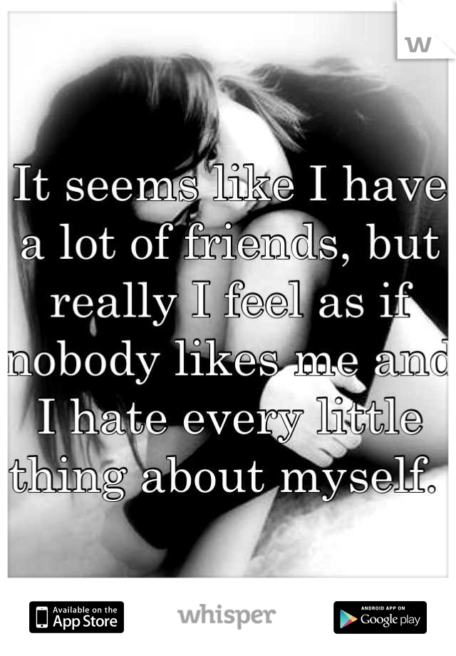 It seems like I have a lot of friends, but really I feel as if nobody likes me and I hate every little thing about myself. 