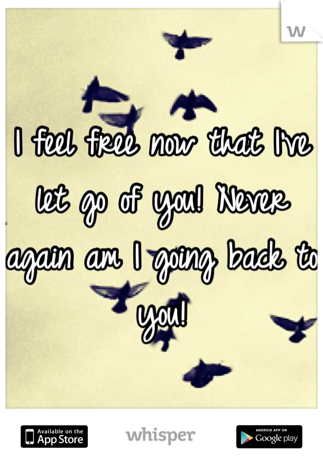 I feel free now that I've let go of you! Never again am I going back to you!