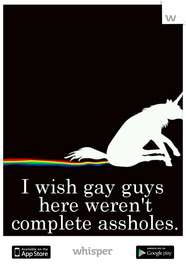 I wish gay guys here weren't complete assholes.