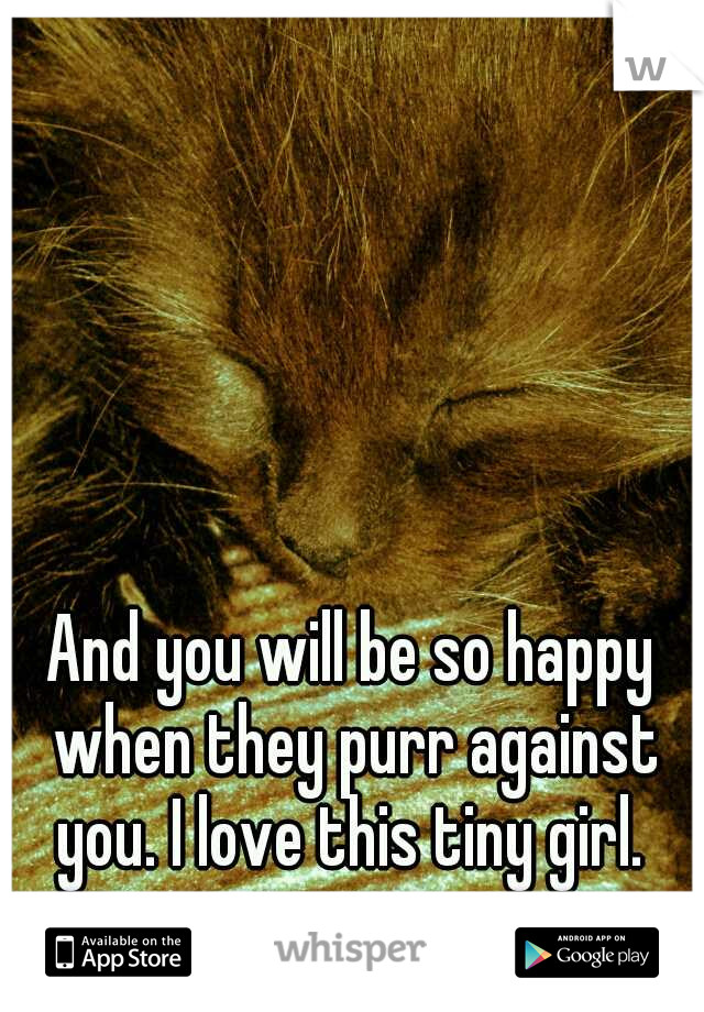 And you will be so happy when they purr against you. I love this tiny girl. 