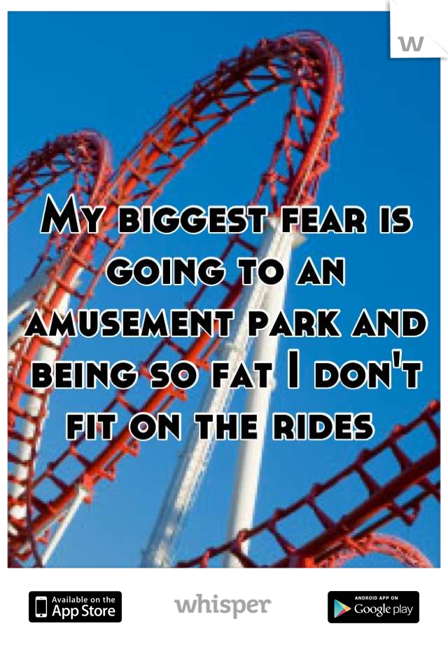My biggest fear is going to an amusement park and being so fat I don't fit on the rides 