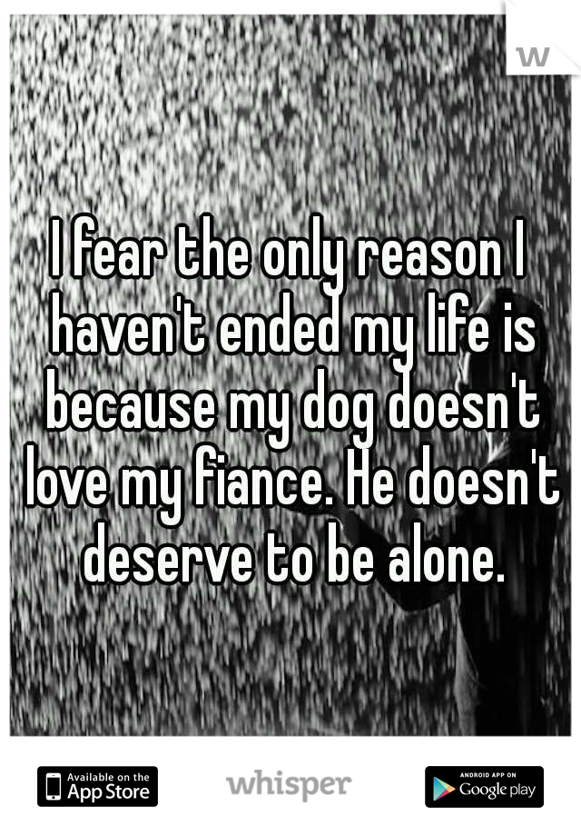 I fear the only reason I haven't ended my life is because my dog doesn't love my fiance. He doesn't deserve to be alone.