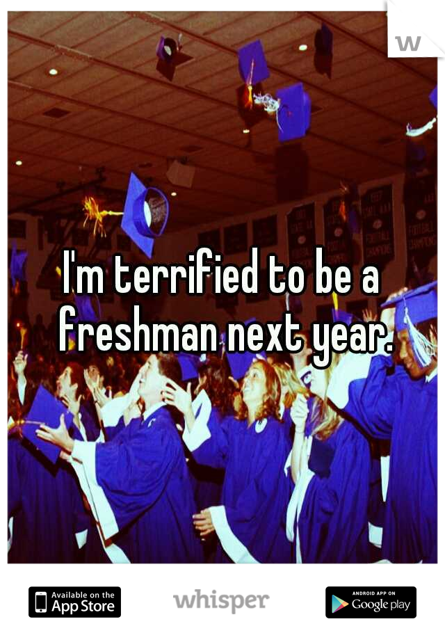 I'm terrified to be a freshman next year.