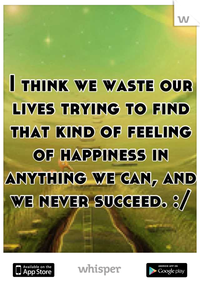 I think we waste our lives trying to find that kind of feeling of happiness in anything we can, and we never succeed. :/