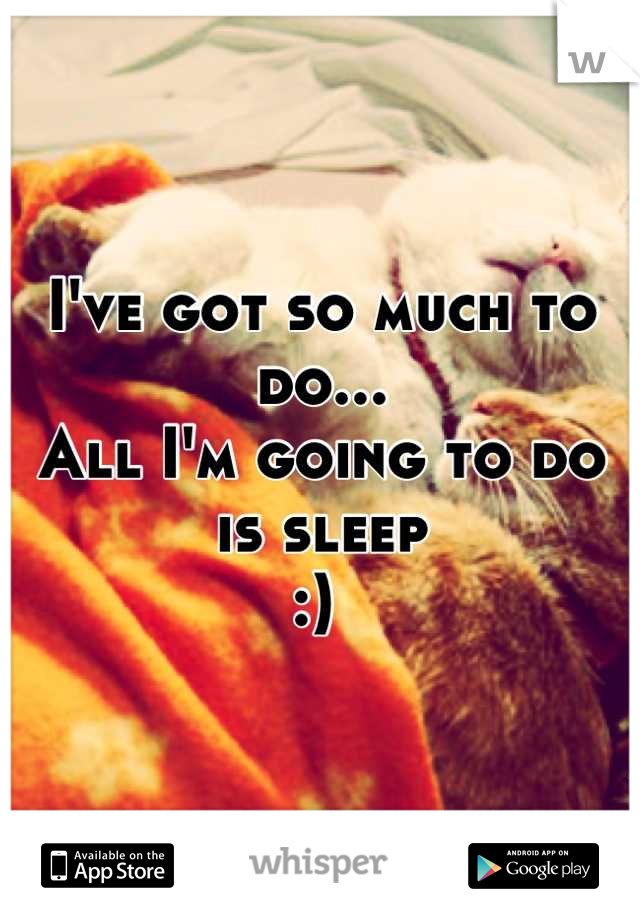 I've got so much to do... 
All I'm going to do is sleep
:) 