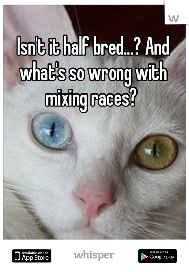 Isn't it half bred...? And what's so wrong with mixing races? 