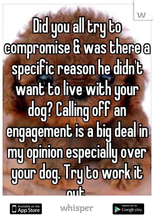 Did you all try to compromise & was there a specific reason he didn't want to live with your dog? Calling off an engagement is a big deal in my opinion especially over your dog. Try to work it out.