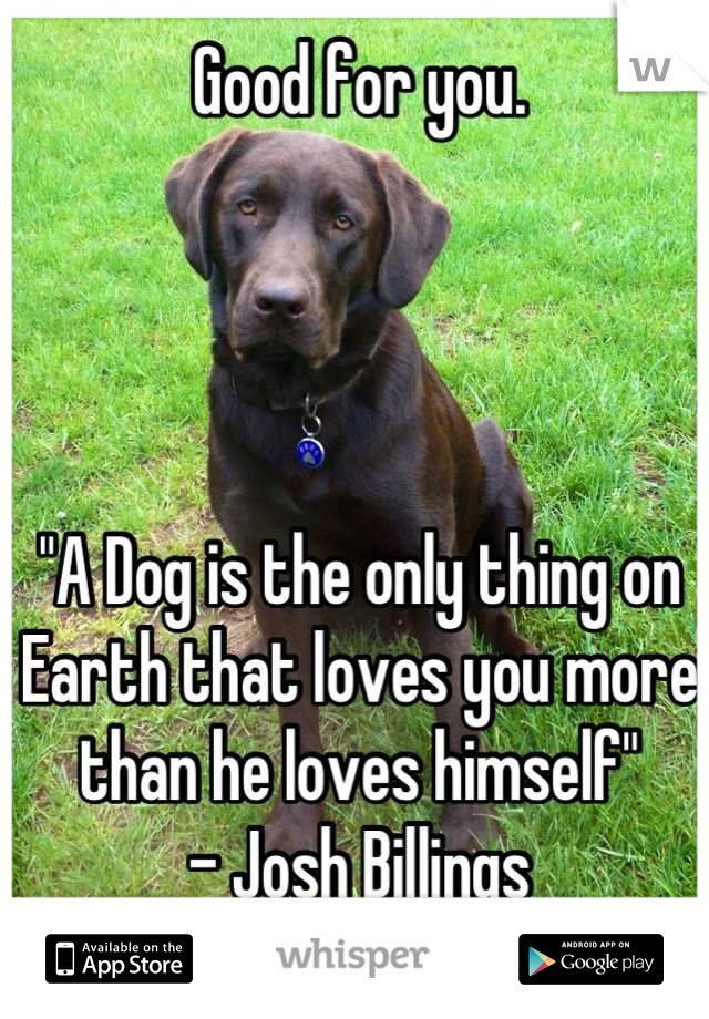 Good for you. 




"A Dog is the only thing on Earth that loves you more than he loves himself"
- Josh Billings

