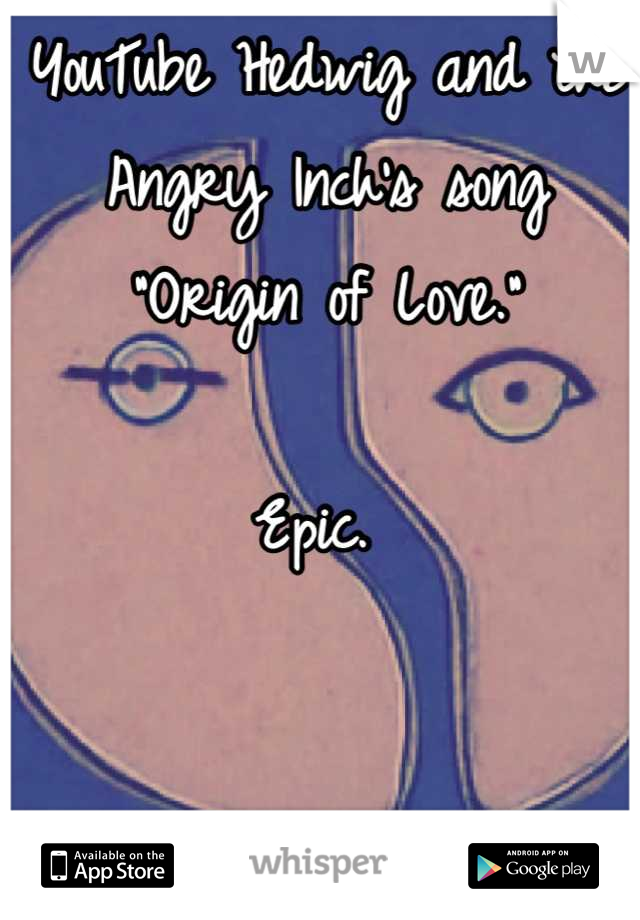 YouTube Hedwig and the Angry Inch's song "Origin of Love."

Epic. 