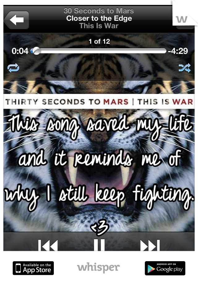 This song saved my life and it reminds me of why I still keep fighting. <3
