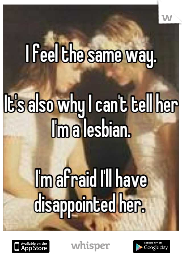 I feel the same way. 

It's also why I can't tell her I'm a lesbian. 

I'm afraid I'll have disappointed her. 