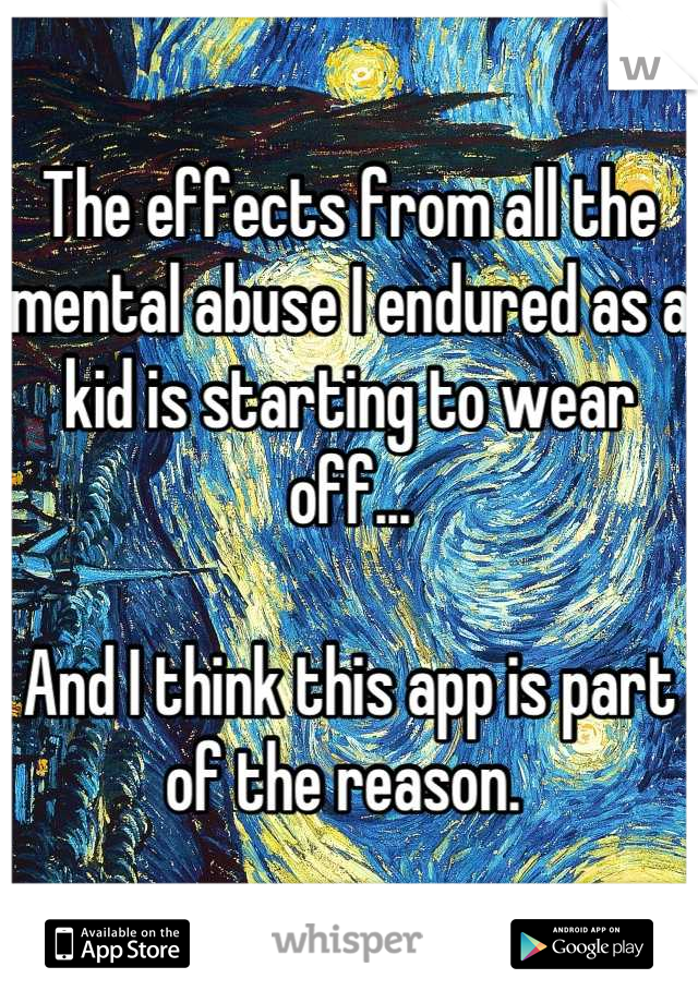The effects from all the mental abuse I endured as a kid is starting to wear off...

And I think this app is part of the reason. 