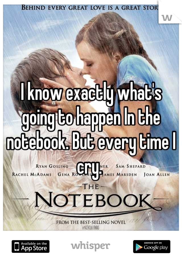 I know exactly what's going to happen In the notebook. But every time I cry. 