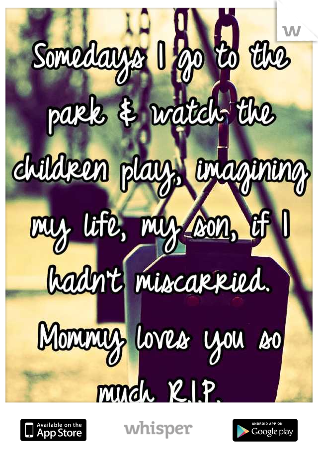 Somedays I go to the park & watch the children play, imagining my life, my son, if I hadn't miscarried.
Mommy loves you so much R.I.P.