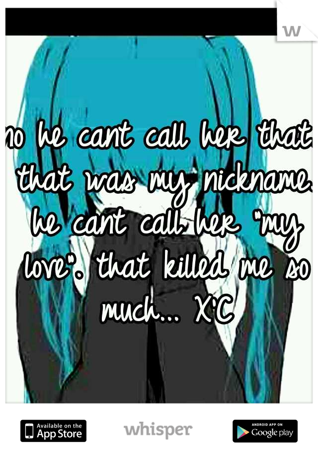 no he cant call her that. that was my nickname. he cant call her "my love". that killed me so much... X'C