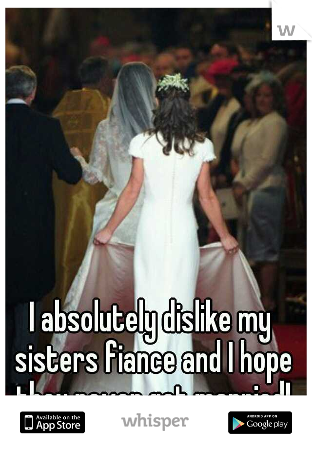 I absolutely dislike my sisters fiance and I hope they never get married!