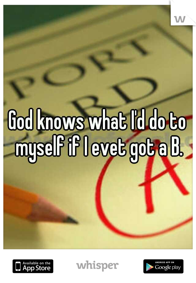 God knows what I'd do to myself if I evet got a B.