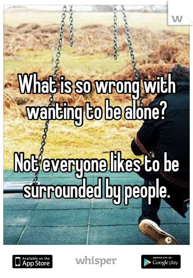What is so wrong with wanting to be alone?

Not everyone likes to be surrounded by people.