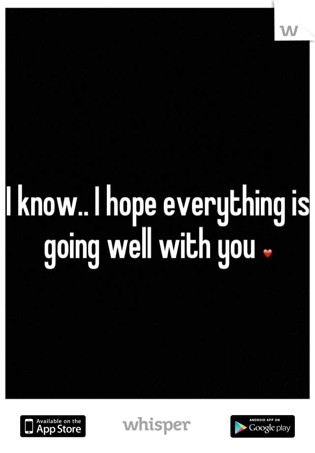 I know.. I hope everything is going well with you ❤