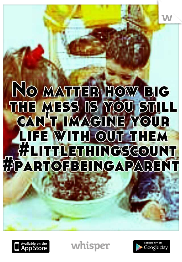 No matter how big the mess is you still can't imagine your life with out them 
#littlethingscount#partofbeingaparent