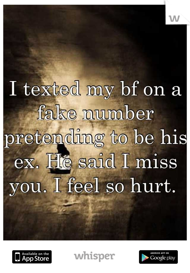 I texted my bf on a fake number pretending to be his ex. He said I miss you. I feel so hurt. 