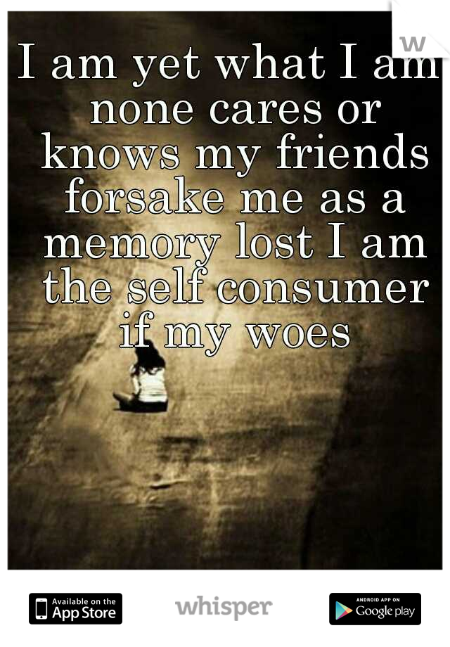 I am yet what I am none cares or knows my friends forsake me as a memory lost I am the self consumer if my woes