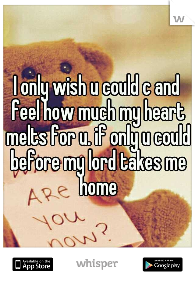 I only wish u could c and feel how much my heart melts for u. if only u could before my lord takes me home