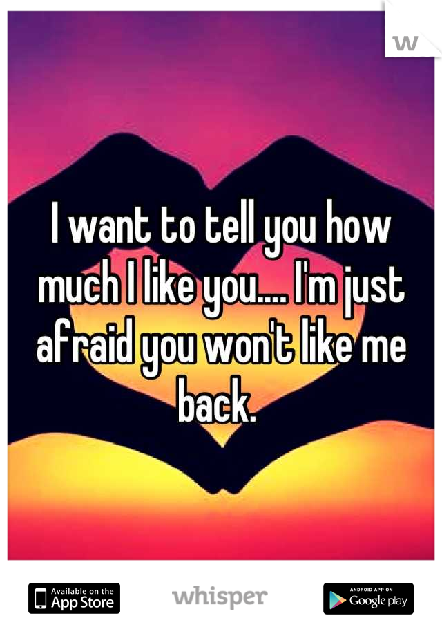 I want to tell you how much I like you.... I'm just afraid you won't like me back. 