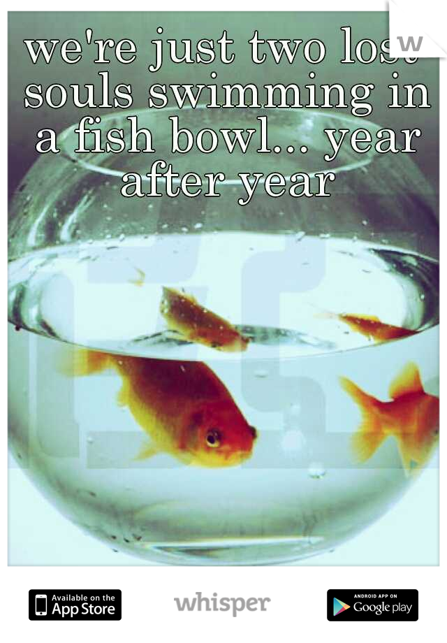 we're just two lost souls swimming in a fish bowl... year after year