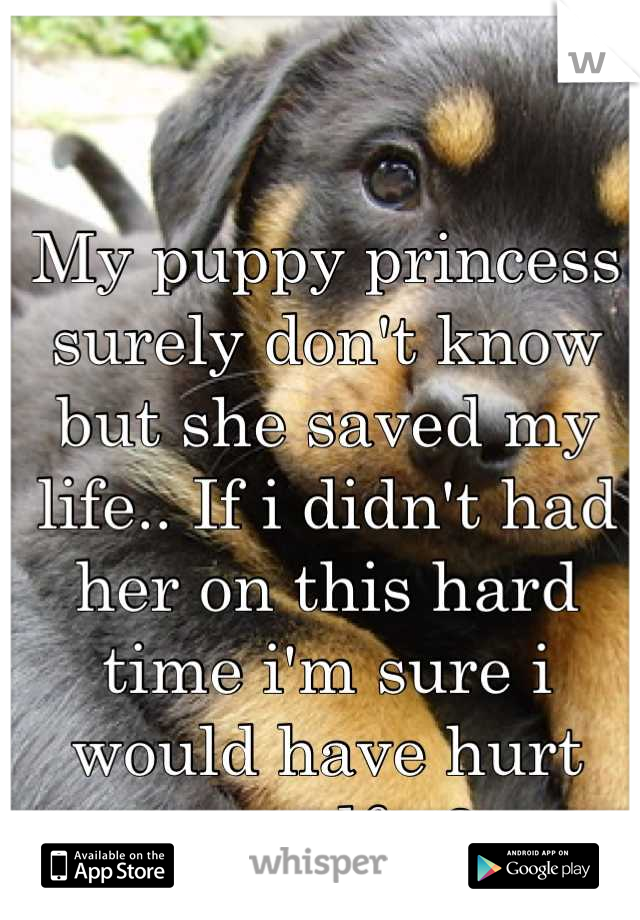 My puppy princess surely don't know but she saved my life.. If i didn't had her on this hard time i'm sure i would have hurt myself <3