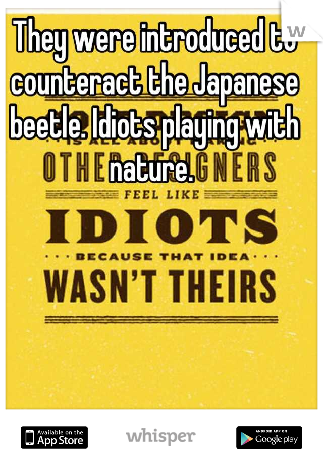 They were introduced to counteract the Japanese beetle. Idiots playing with nature. 