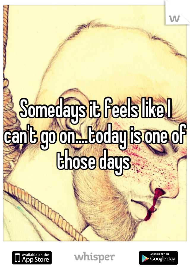 Somedays it feels like I can't go on....today is one of those days 