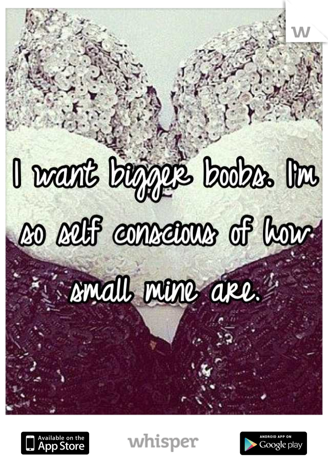 I want bigger boobs. I'm so self conscious of how small mine are.