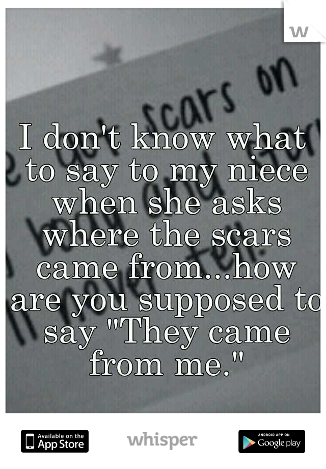 I don't know what to say to my niece when she asks where the scars came from...how are you supposed to say "They came from me."