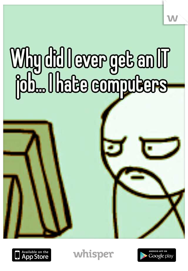 Why did I ever get an IT job... I hate computers