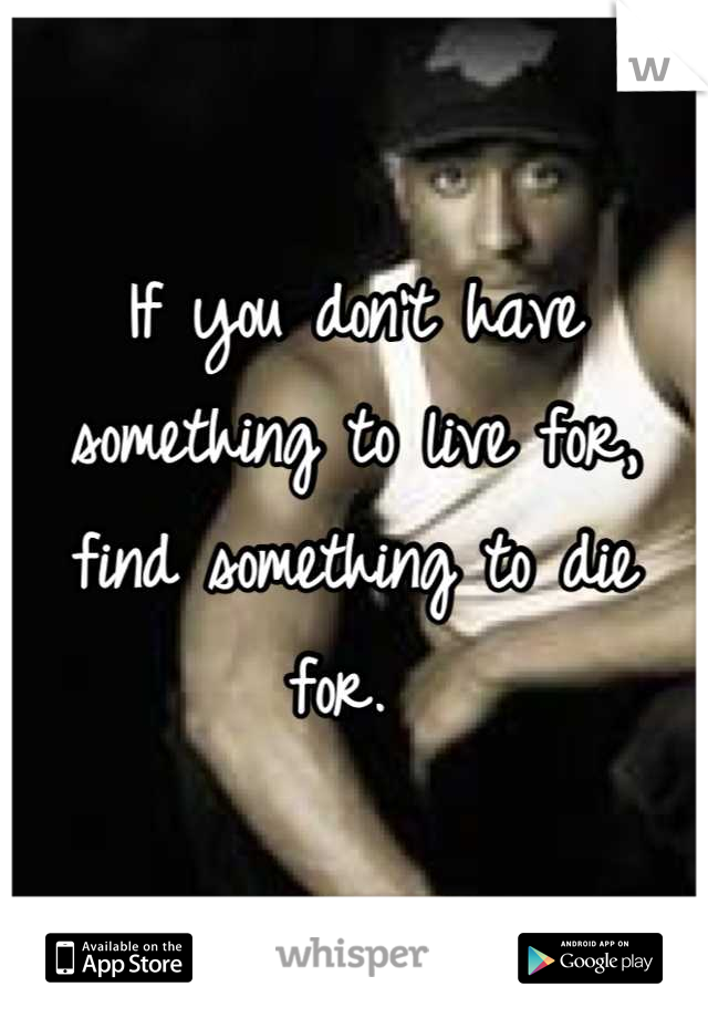 If you don't have something to live for, find something to die for. 