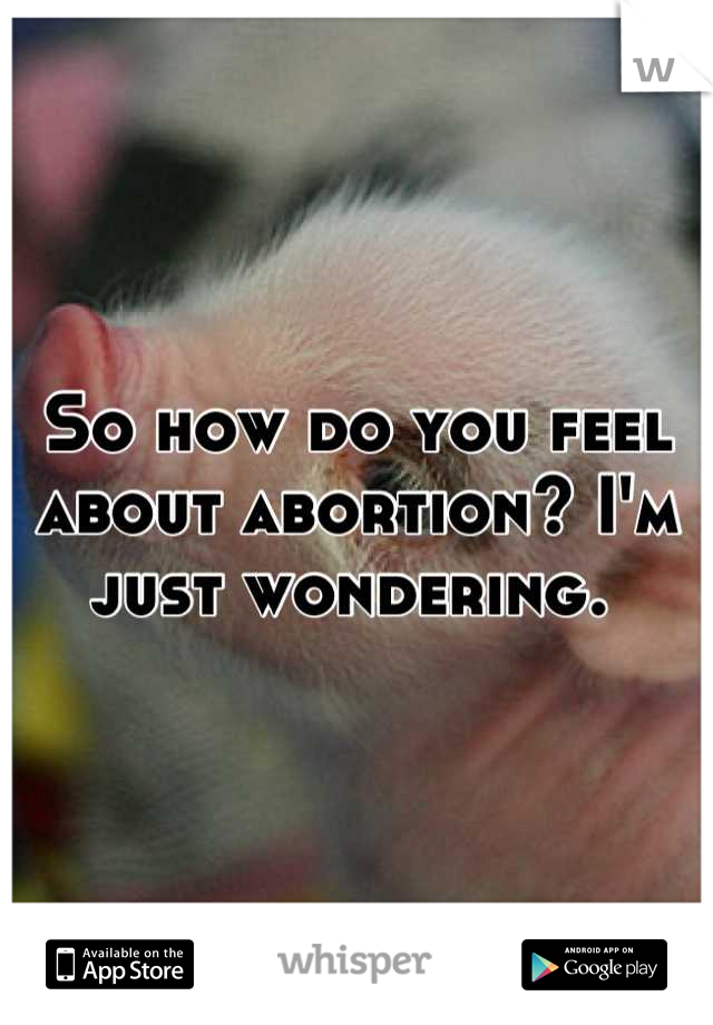 So how do you feel about abortion? I'm just wondering. 