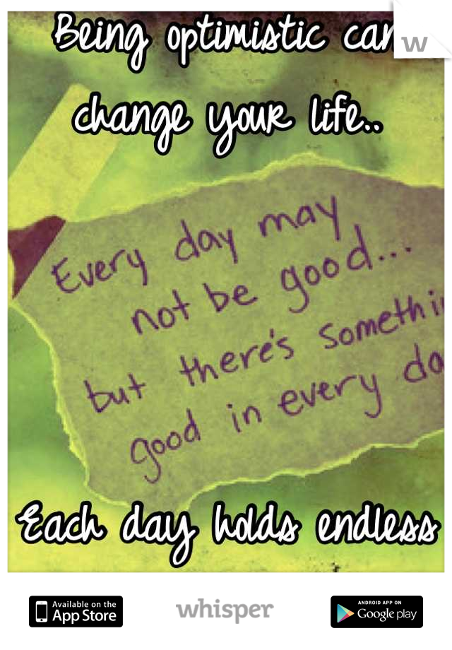 Being optimistic can change your life..




Each day holds endless opportunities. 