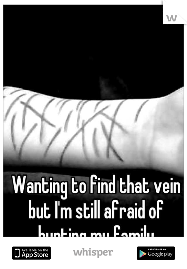 Wanting to find that vein but I'm still afraid of hurting my family