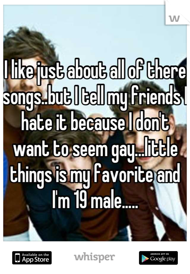 I like just about all of there songs..but I tell my friends I hate it because I don't want to seem gay...little things is my favorite and I'm 19 male.....