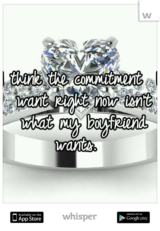 I think the commitment  I want right now isn't what my boyfriend wants.  