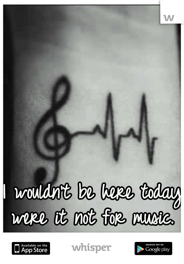 I wouldn't be here today were it not for music. 