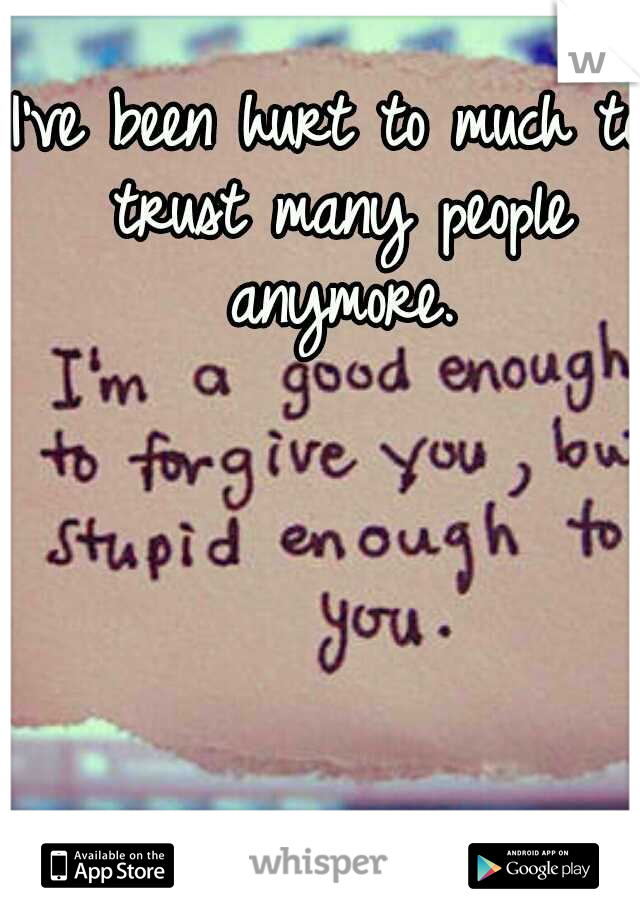 I've been hurt to much to trust many people anymore.