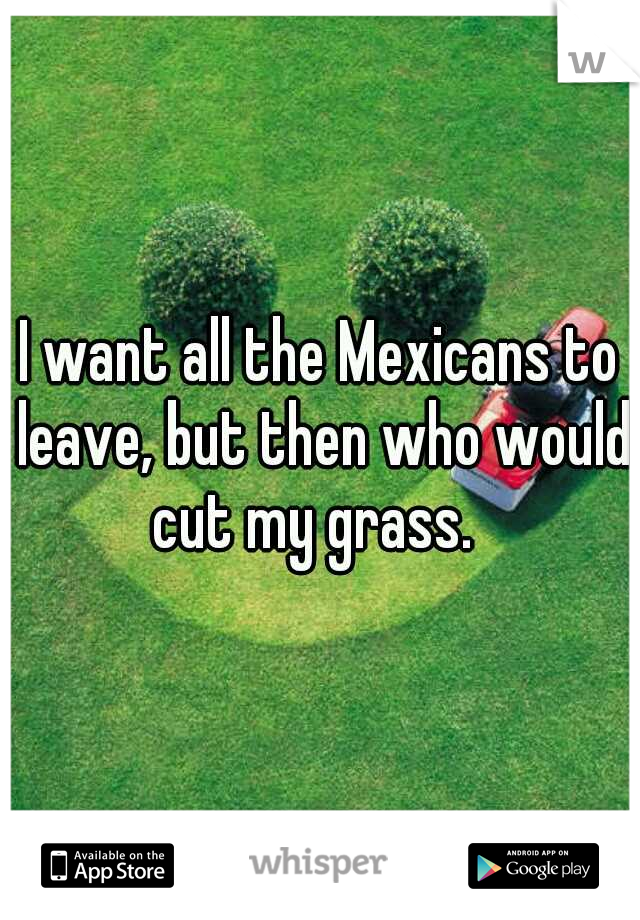 I want all the Mexicans to leave, but then who would cut my grass.  